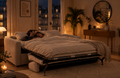 Canapé velours convertible AGATHE système couchage avec matelas épaisseur 13cm