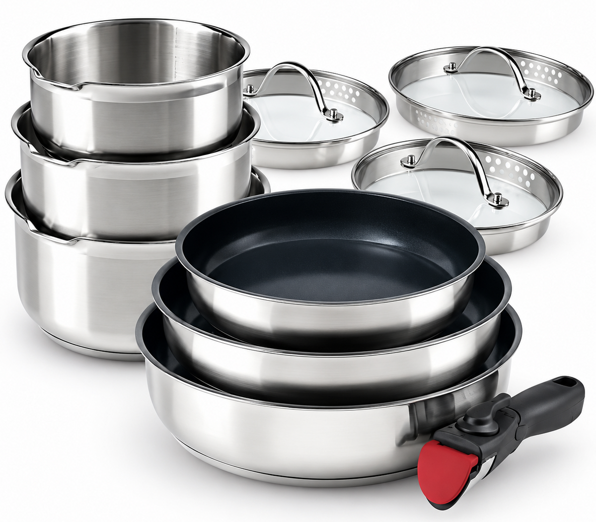 Qulinart by Brandt - Batterie de Cuisine à Induction 10 Pièces