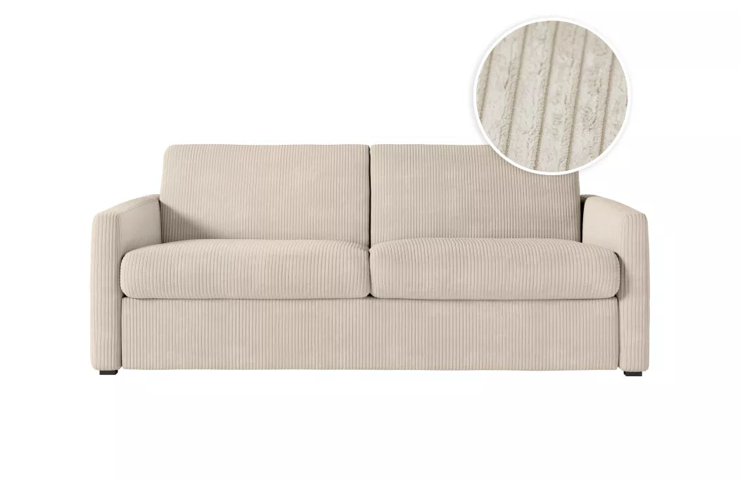 Canapé velours convertible AGATHE système couchage avec matelas épaisseur 13cm