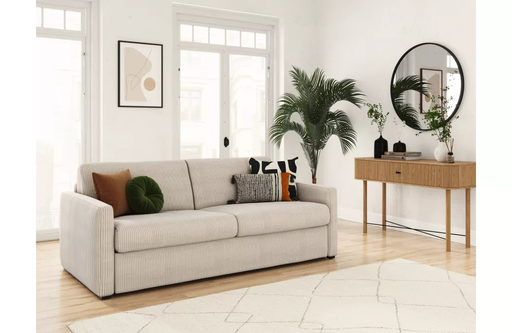 Canapé velours convertible AGATHE système couchage avec matelas épaisseur 13cm